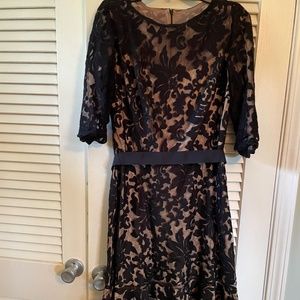 Tadashi Shohi  EMBROIDERY TEA-LENGTH DRESS